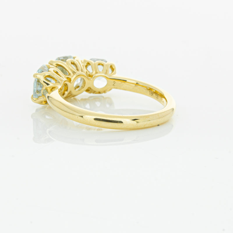 18ct Yellow Gold Three Stone Aquamarine Octavia Ring-Ring-Walker & Hall