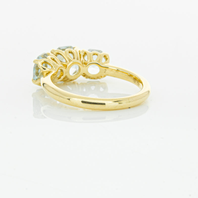 18ct Yellow Gold Three Stone Aquamarine Octavia Ring-Ring-Walker & Hall