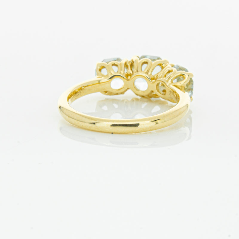 18ct Yellow Gold Three Stone Aquamarine Octavia Ring-Ring-Walker & Hall