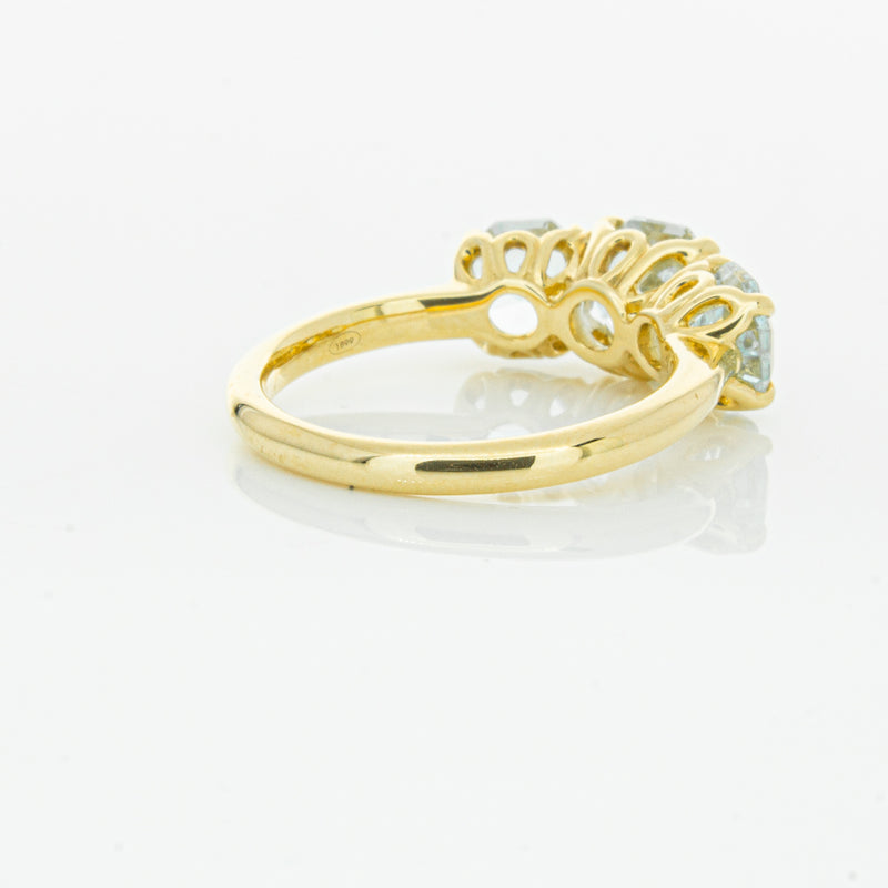 18ct Yellow Gold Three Stone Aquamarine Octavia Ring-Ring-Walker & Hall