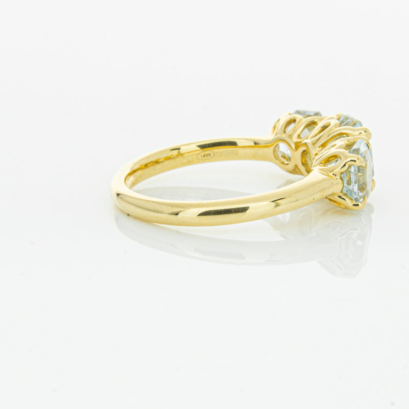 18ct Yellow Gold Three Stone Aquamarine Octavia Ring-Ring-Walker & Hall