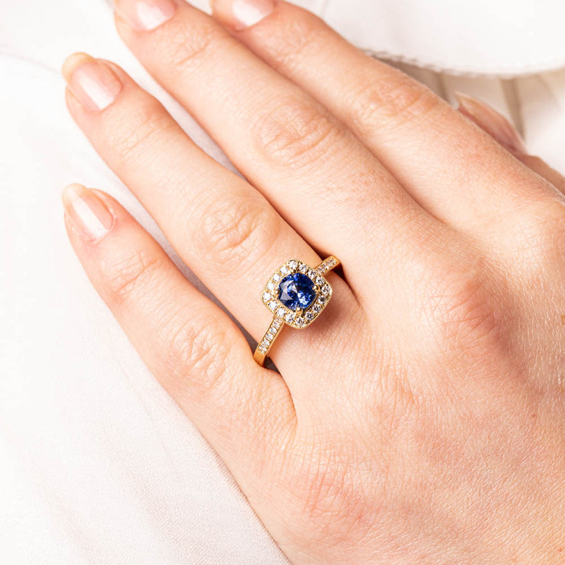 18ct Yellow Gold 1.05ct Sapphire & Diamond Aurora Ring-Ring-Walker & Hall