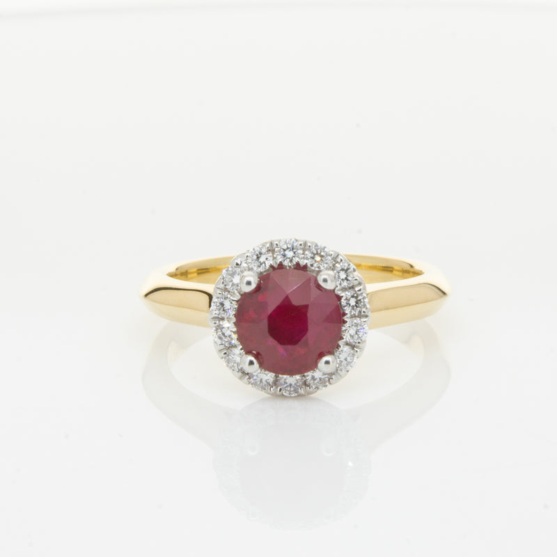 18ct Yellow Gold 1.38ct Ruby & Diamond Eclipse Ring-Ring-Walker & Hall