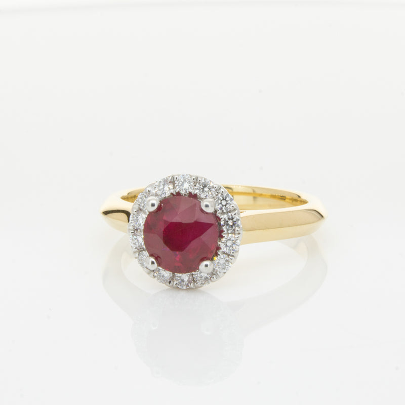 18ct Yellow Gold 1.38ct Ruby & Diamond Eclipse Ring-Ring-Walker & Hall