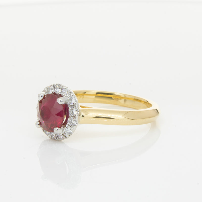 18ct Yellow Gold 1.38ct Ruby & Diamond Eclipse Ring-Ring-Walker & Hall