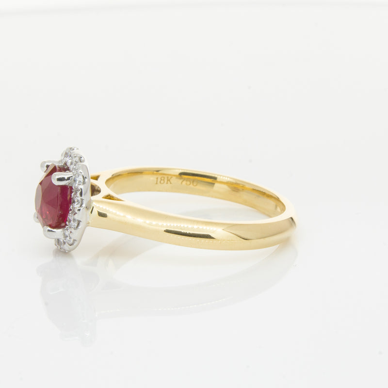 18ct Yellow Gold 1.38ct Ruby & Diamond Eclipse Ring-Ring-Walker & Hall