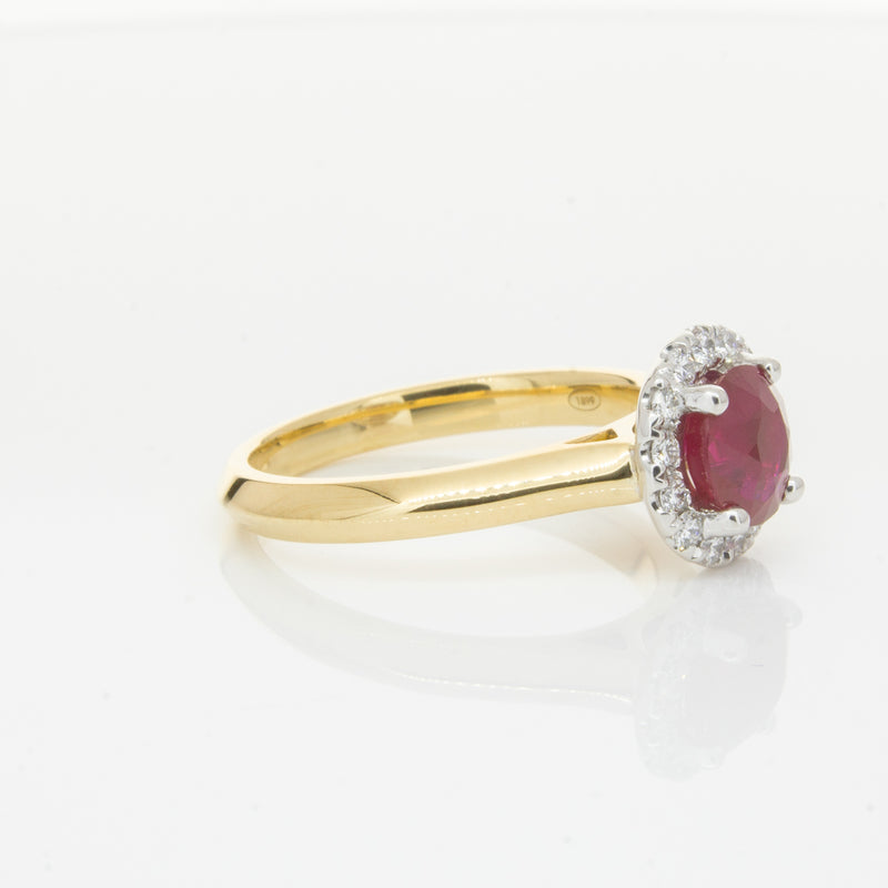 18ct Yellow Gold 1.38ct Ruby & Diamond Eclipse Ring-Ring-Walker & Hall