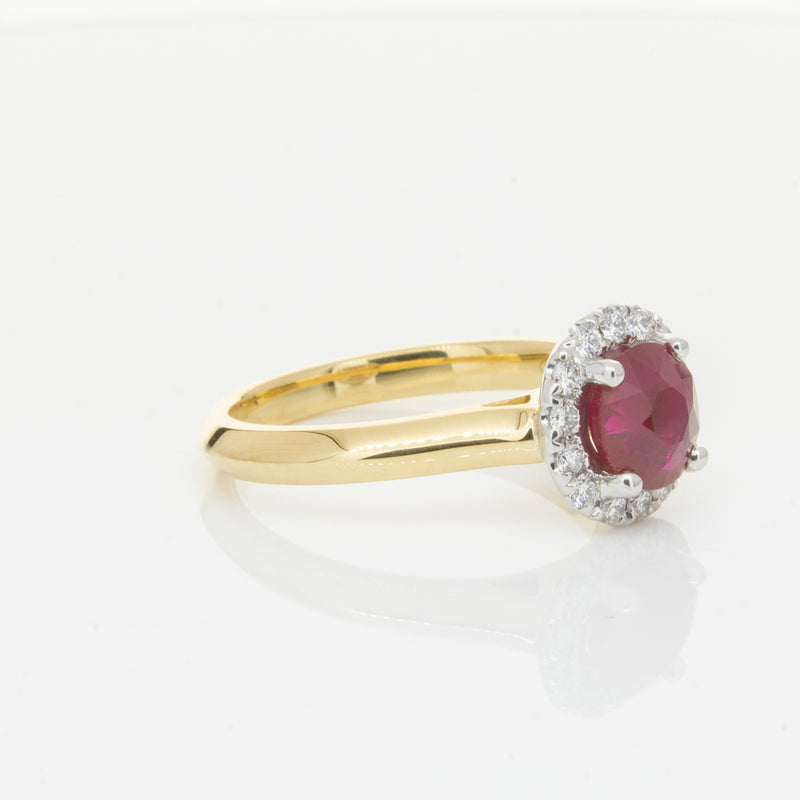 18ct Yellow Gold 1.38ct Ruby & Diamond Eclipse Ring-Ring-Walker & Hall