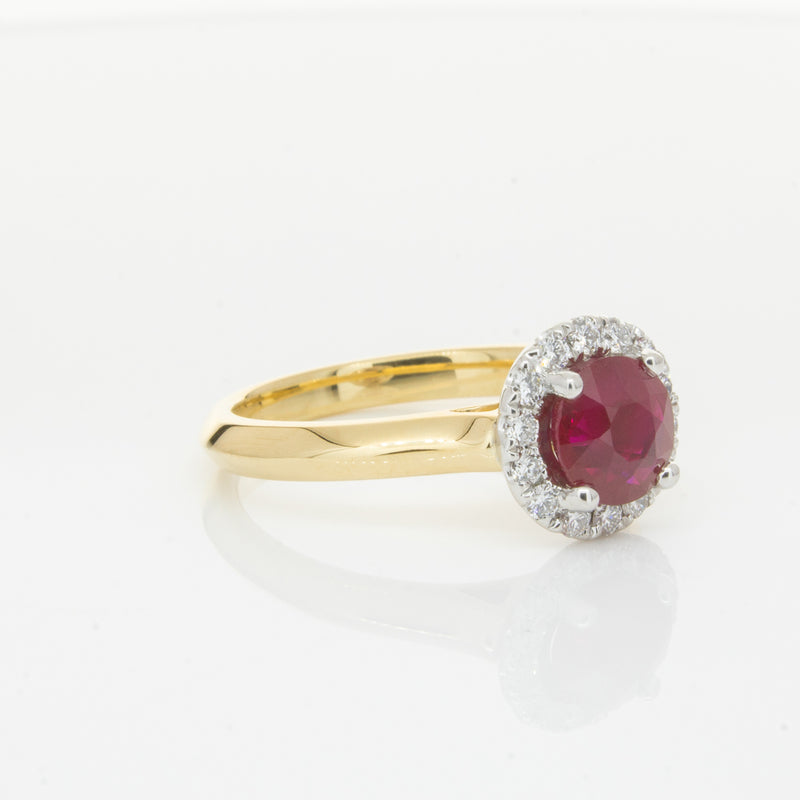 18ct Yellow Gold 1.38ct Ruby & Diamond Eclipse Ring-Ring-Walker & Hall