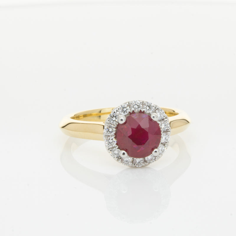 18ct Yellow Gold 1.38ct Ruby & Diamond Eclipse Ring-Ring-Walker & Hall