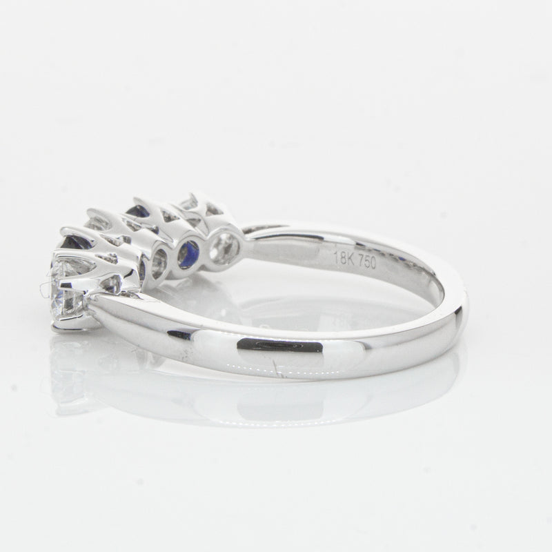 18ct White Gold Sapphire & Diamond Pentagon Ring-Ring-Walker & Hall