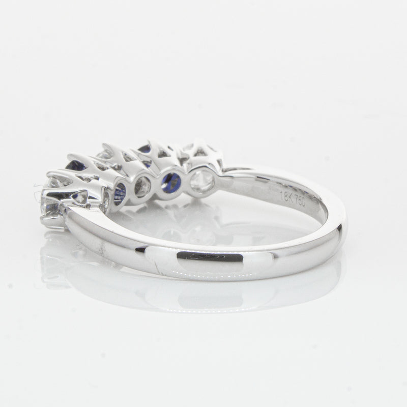 18ct White Gold Sapphire & Diamond Pentagon Ring-Ring-Walker & Hall