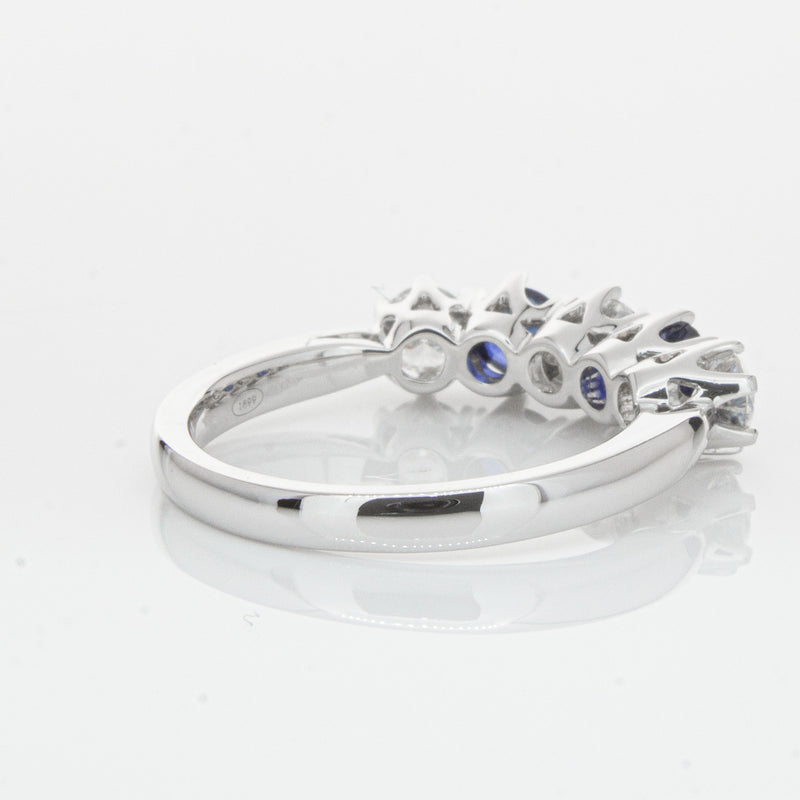 18ct White Gold Sapphire & Diamond Pentagon Ring-Ring-Walker & Hall