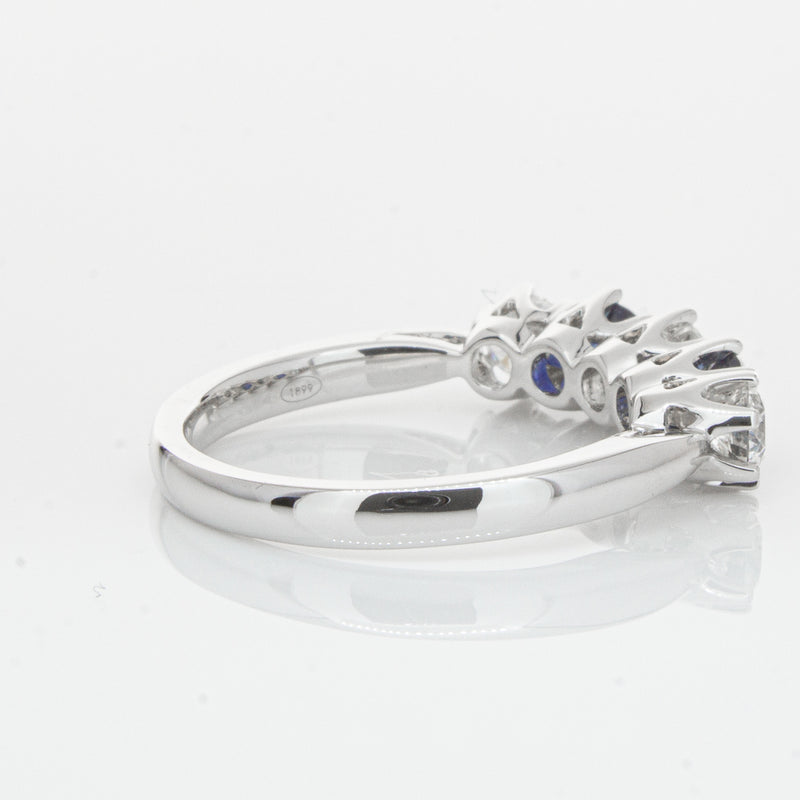 18ct White Gold Sapphire & Diamond Pentagon Ring-Ring-Walker & Hall