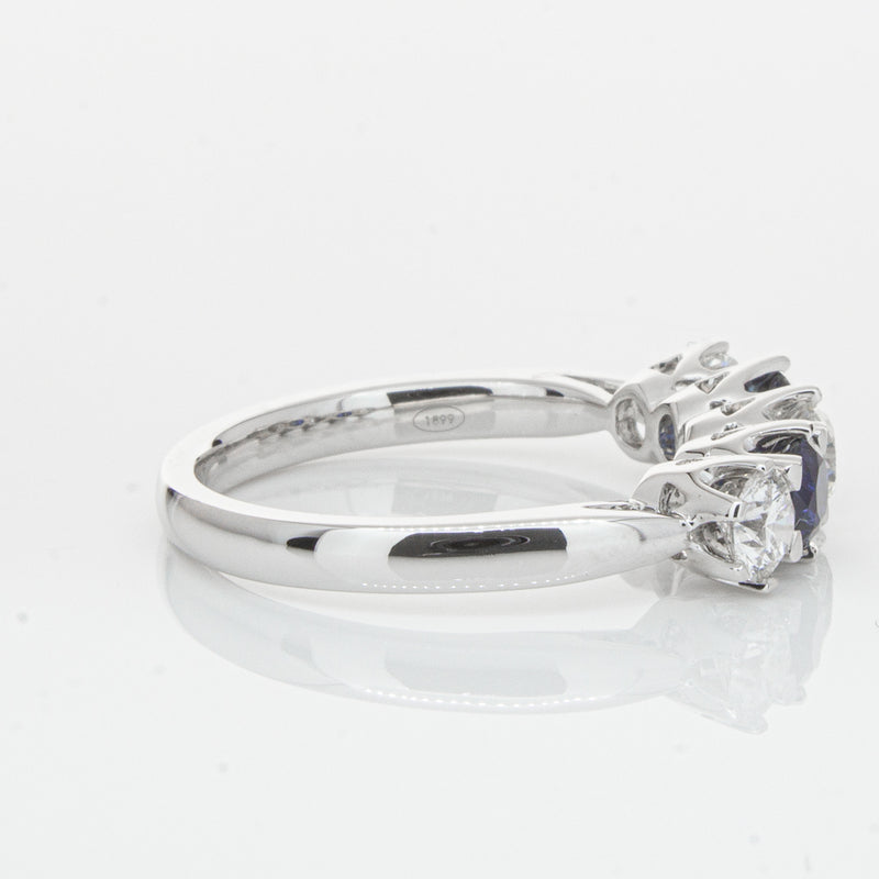 18ct White Gold Sapphire & Diamond Pentagon Ring-Ring-Walker & Hall