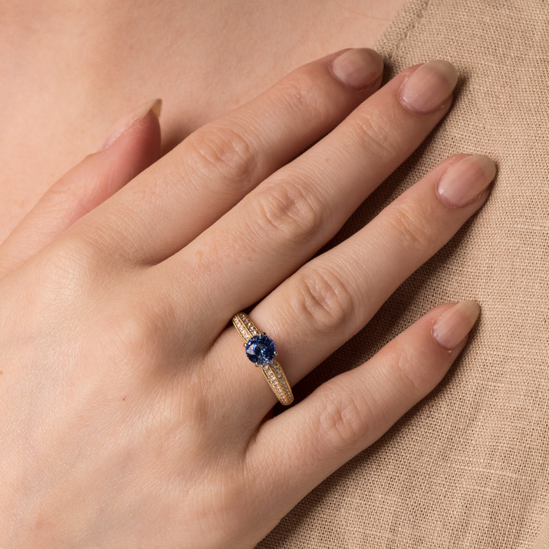 18ct Yellow Gold Sapphire & Diamond Ring-Ring-Walker & Hall