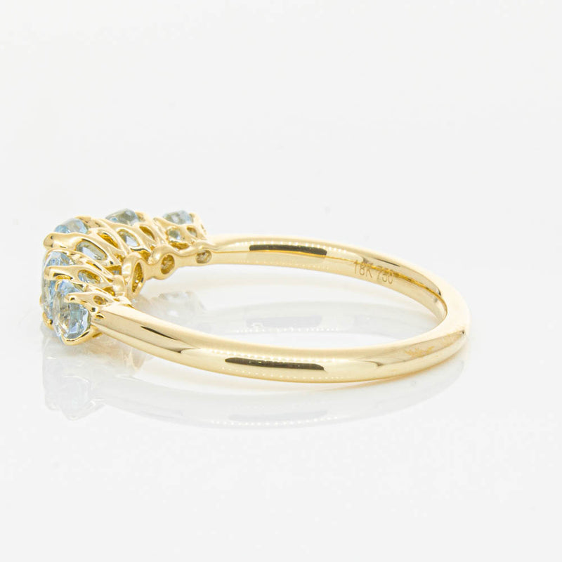 18ct Yellow Gold Five Stone Aquamarine Octavia Ring-Ring-Walker & Hall