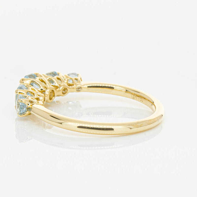 18ct Yellow Gold Five Stone Aquamarine Octavia Ring-Ring-Walker & Hall