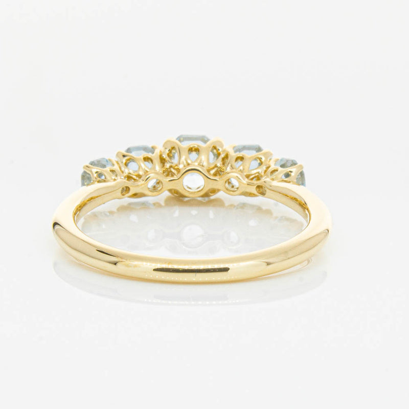 18ct Yellow Gold Five Stone Aquamarine Octavia Ring-Ring-Walker & Hall