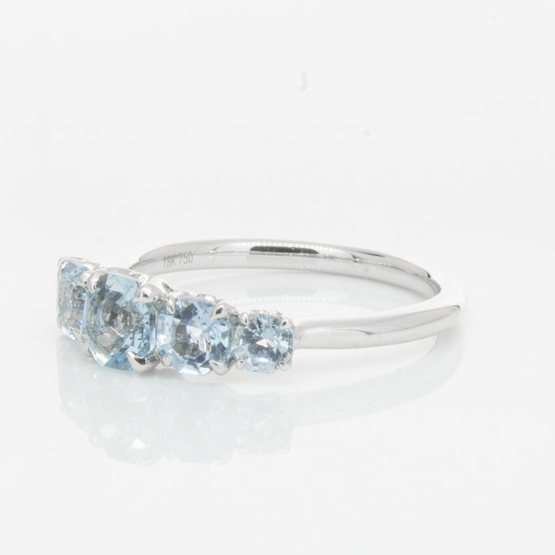 18ct White Gold Five Stone Aquamarine Octavia Ring-Ring-Walker & Hall