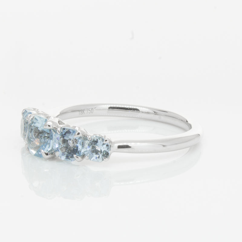 18ct White Gold Five Stone Aquamarine Octavia Ring-Ring-Walker & Hall