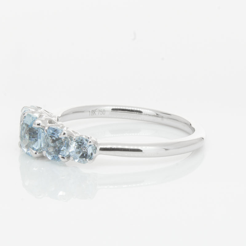 18ct White Gold Five Stone Aquamarine Octavia Ring-Ring-Walker & Hall