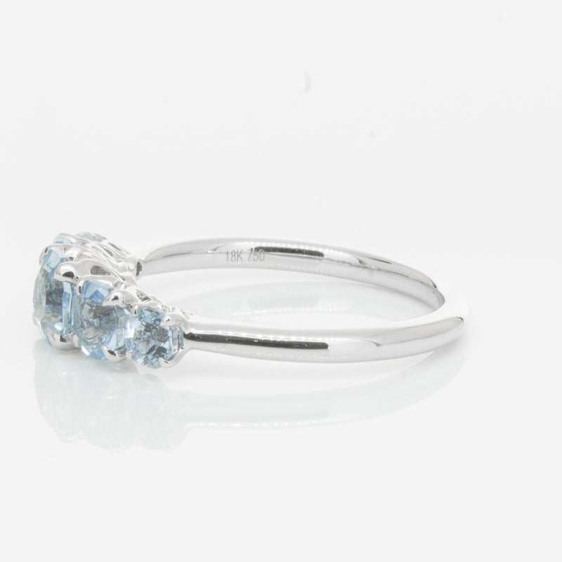 18ct White Gold Five Stone Aquamarine Octavia Ring-Ring-Walker & Hall
