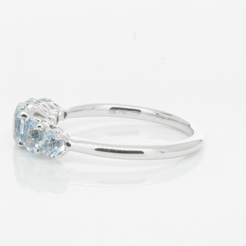 18ct White Gold Five Stone Aquamarine Octavia Ring-Ring-Walker & Hall