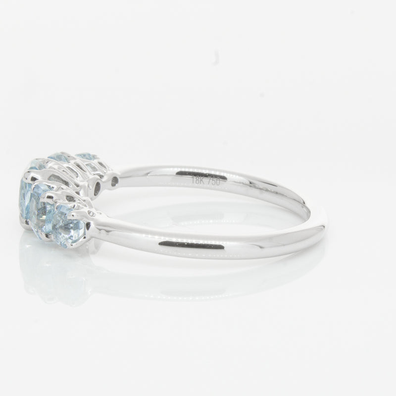 18ct White Gold Five Stone Aquamarine Octavia Ring-Ring-Walker & Hall