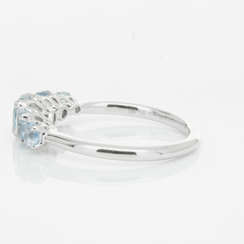 18ct White Gold Five Stone Aquamarine Octavia Ring-Ring-Walker & Hall