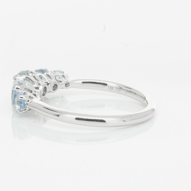 18ct White Gold Five Stone Aquamarine Octavia Ring-Ring-Walker & Hall