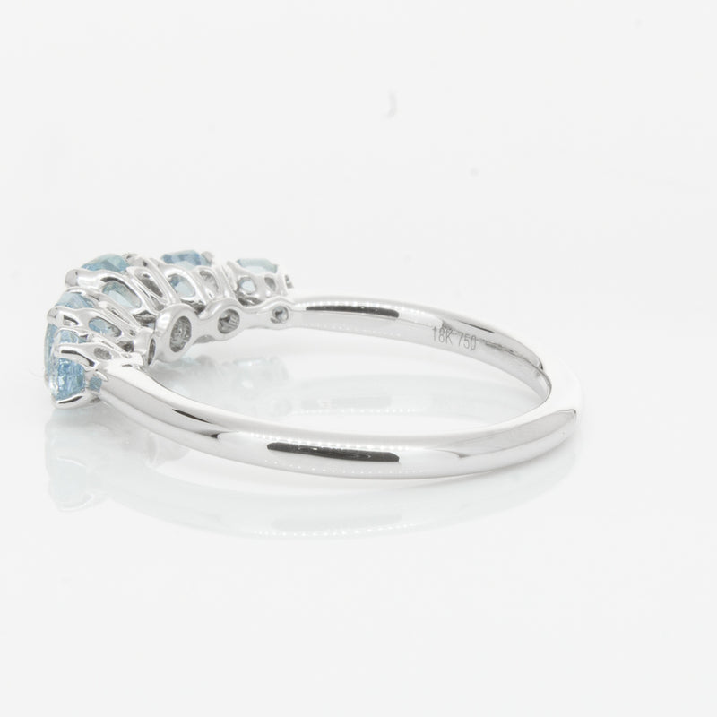 18ct White Gold Five Stone Aquamarine Octavia Ring-Ring-Walker & Hall