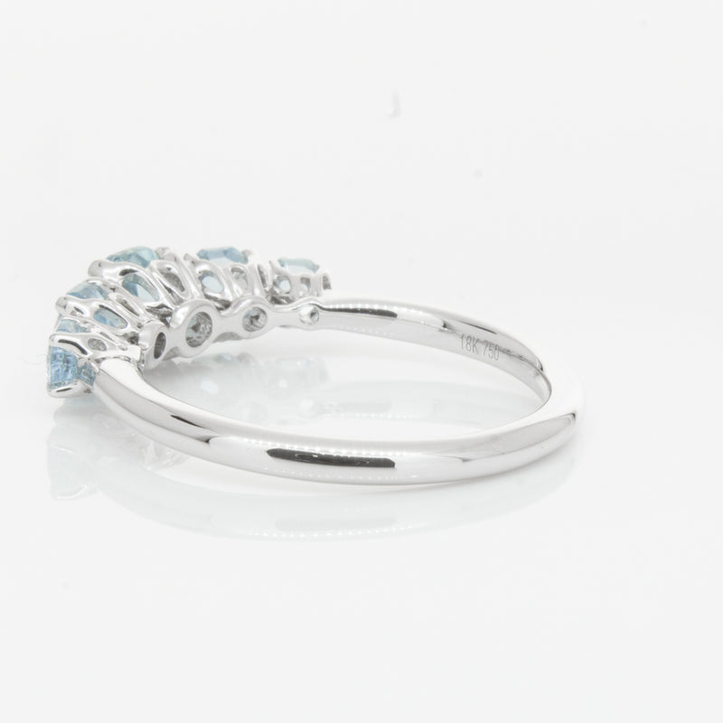 18ct White Gold Five Stone Aquamarine Octavia Ring-Ring-Walker & Hall