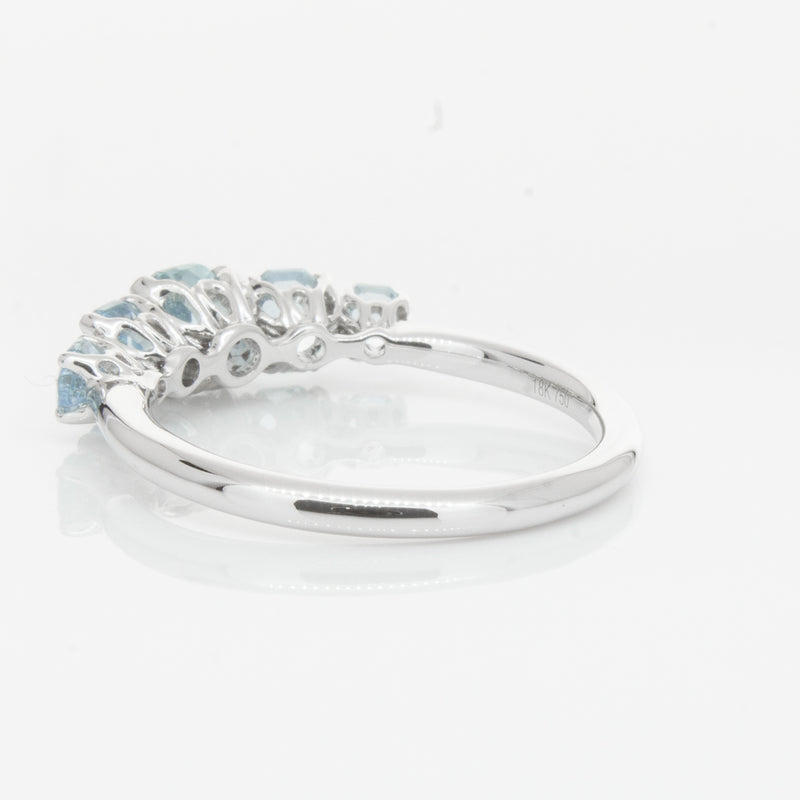 18ct White Gold Five Stone Aquamarine Octavia Ring-Ring-Walker & Hall