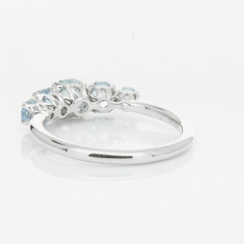 18ct White Gold Five Stone Aquamarine Octavia Ring-Ring-Walker & Hall