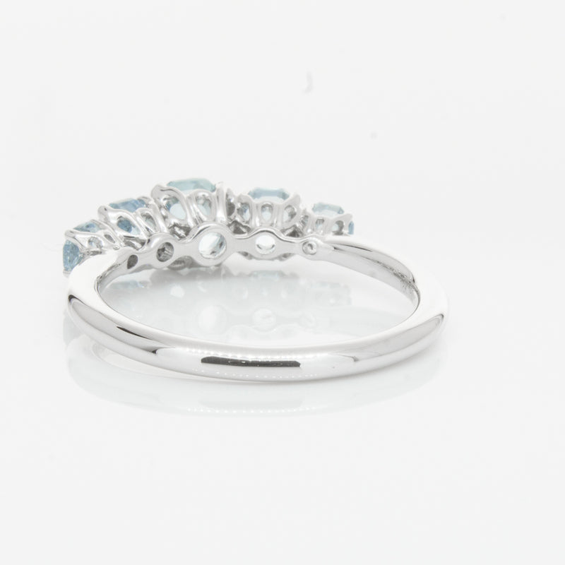 18ct White Gold Five Stone Aquamarine Octavia Ring-Ring-Walker & Hall