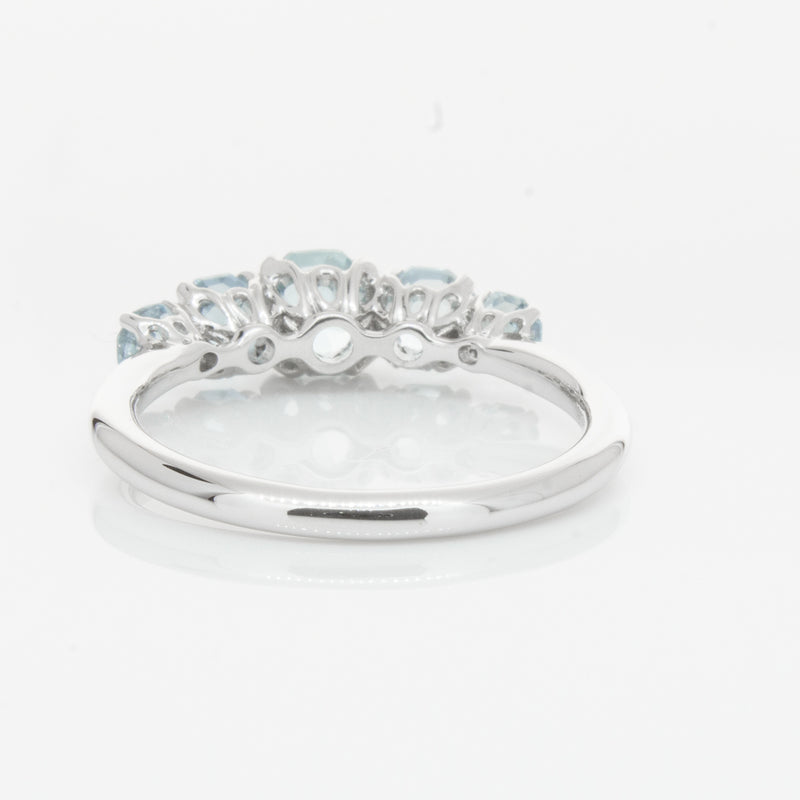 18ct White Gold Five Stone Aquamarine Octavia Ring-Ring-Walker & Hall