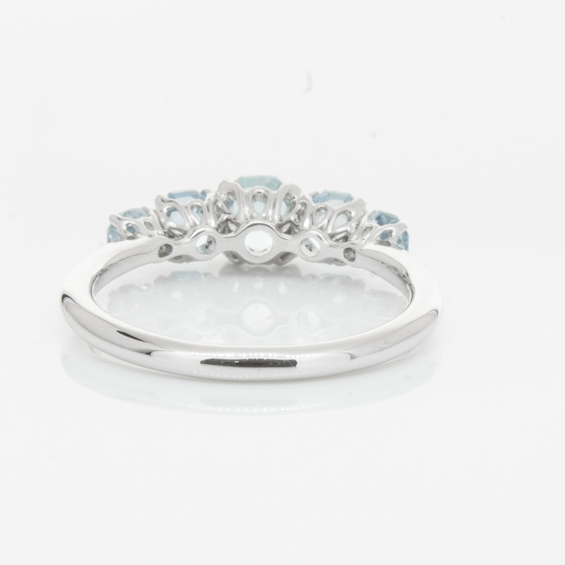 18ct White Gold Five Stone Aquamarine Octavia Ring-Ring-Walker & Hall
