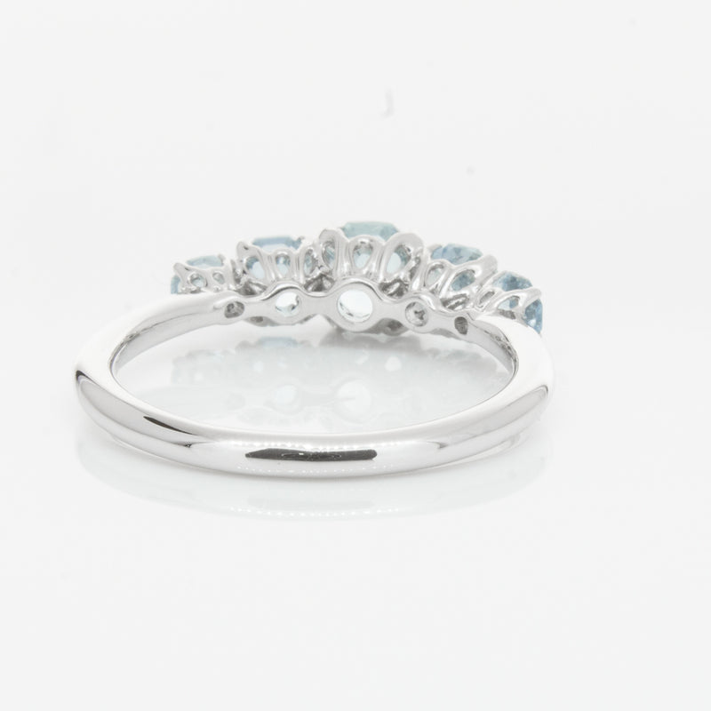 18ct White Gold Five Stone Aquamarine Octavia Ring-Ring-Walker & Hall