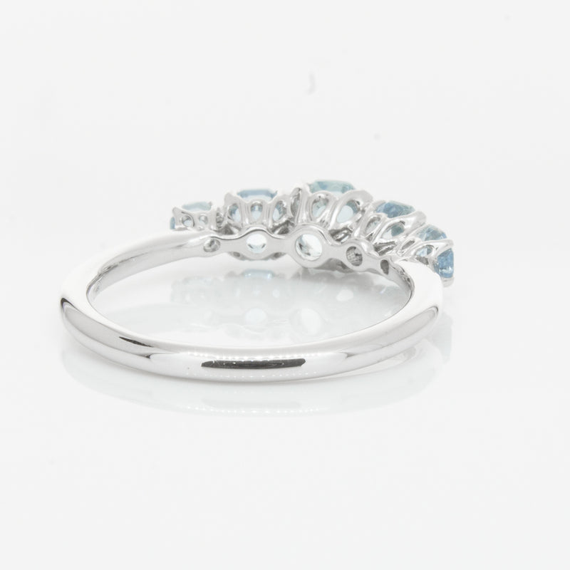 18ct White Gold Five Stone Aquamarine Octavia Ring-Ring-Walker & Hall