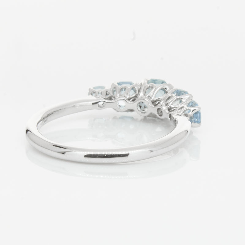 18ct White Gold Five Stone Aquamarine Octavia Ring-Ring-Walker & Hall
