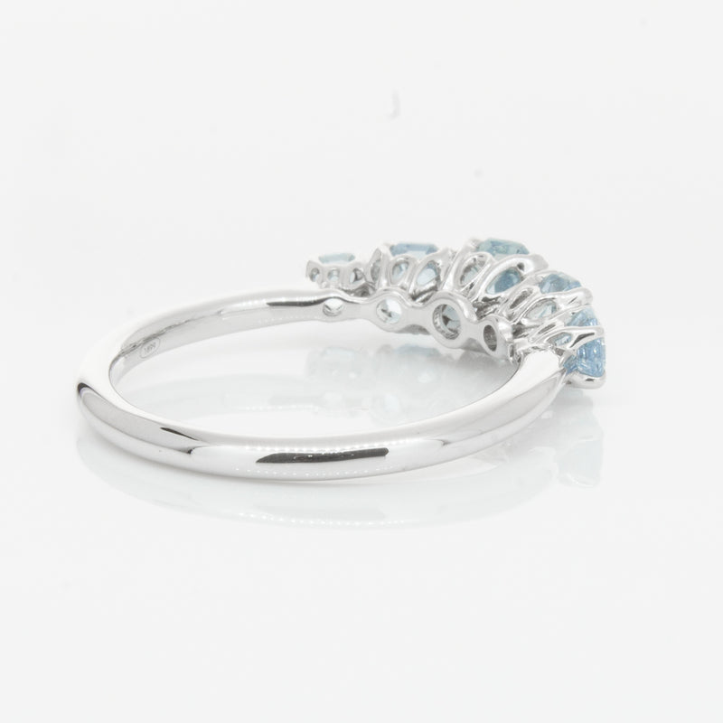 18ct White Gold Five Stone Aquamarine Octavia Ring-Ring-Walker & Hall