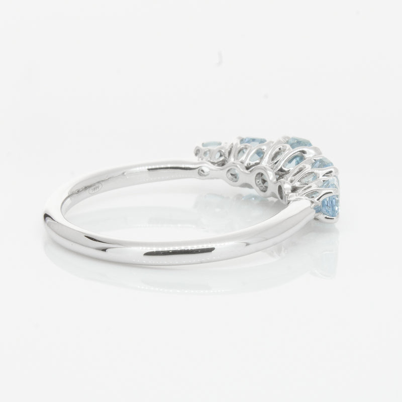 18ct White Gold Five Stone Aquamarine Octavia Ring-Ring-Walker & Hall