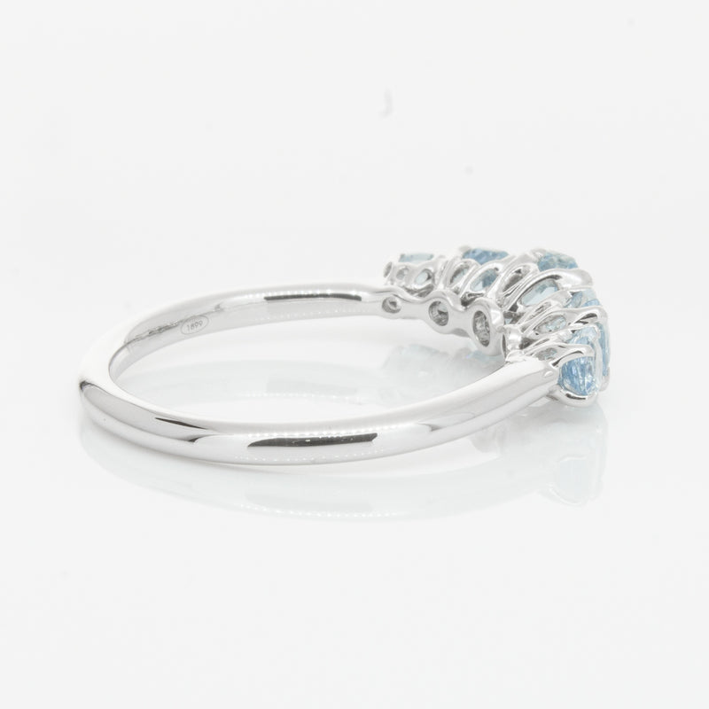 18ct White Gold Five Stone Aquamarine Octavia Ring-Ring-Walker & Hall