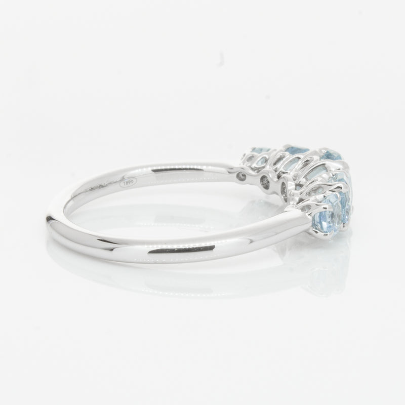 18ct White Gold Five Stone Aquamarine Octavia Ring-Ring-Walker & Hall