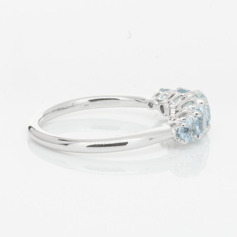 18ct White Gold Five Stone Aquamarine Octavia Ring-Ring-Walker & Hall