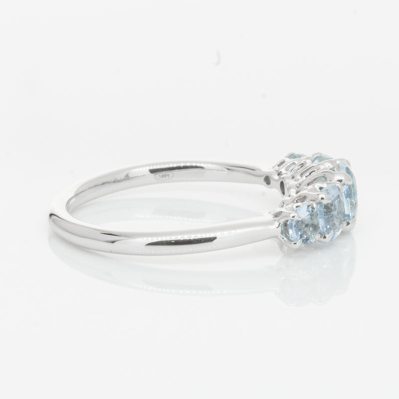 18ct White Gold Five Stone Aquamarine Octavia Ring-Ring-Walker & Hall