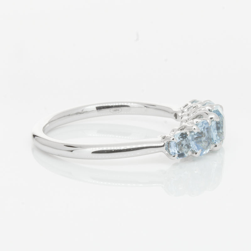 18ct White Gold Five Stone Aquamarine Octavia Ring-Ring-Walker & Hall