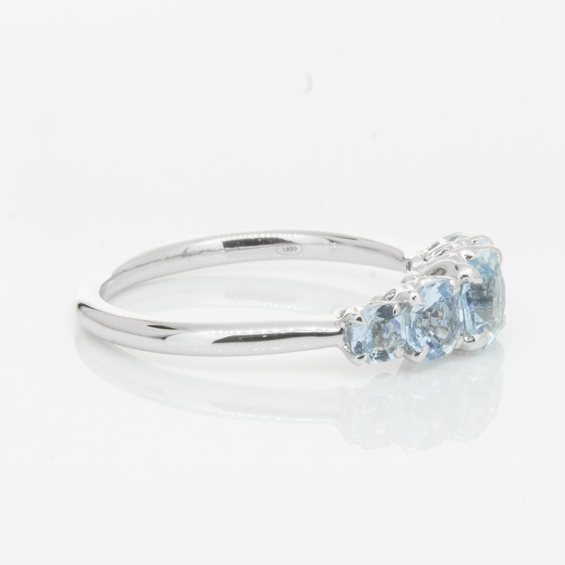 18ct White Gold Five Stone Aquamarine Octavia Ring-Ring-Walker & Hall