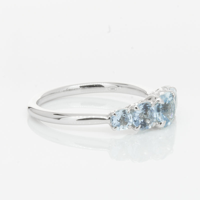 18ct White Gold Five Stone Aquamarine Octavia Ring-Ring-Walker & Hall
